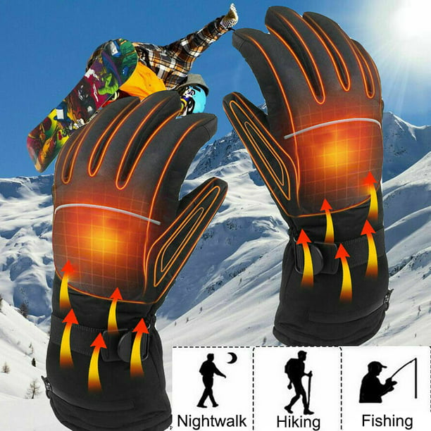 Women USB Electric Heated Warmer Gloves Rechargeable Heating Knitted Mittens 2PC